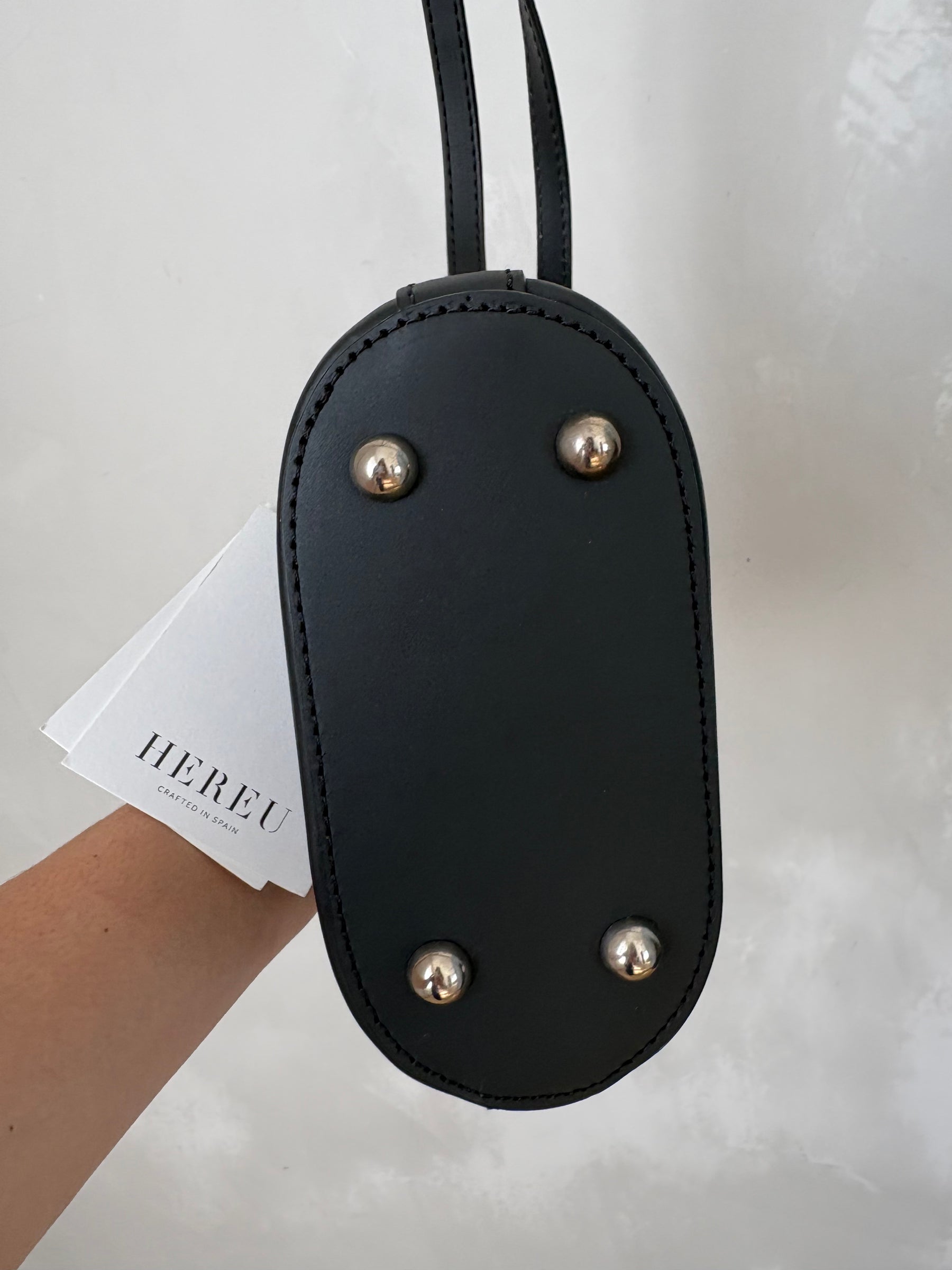 Hereu Black Leather Mini Leather Tote