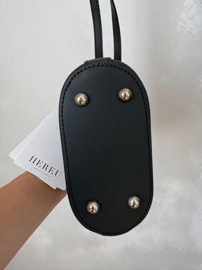 Hereu Black Leather Mini Leather Tote