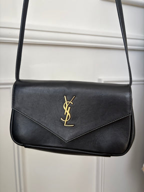 Saint Laurent Black Leather Envelope Crossbody bag