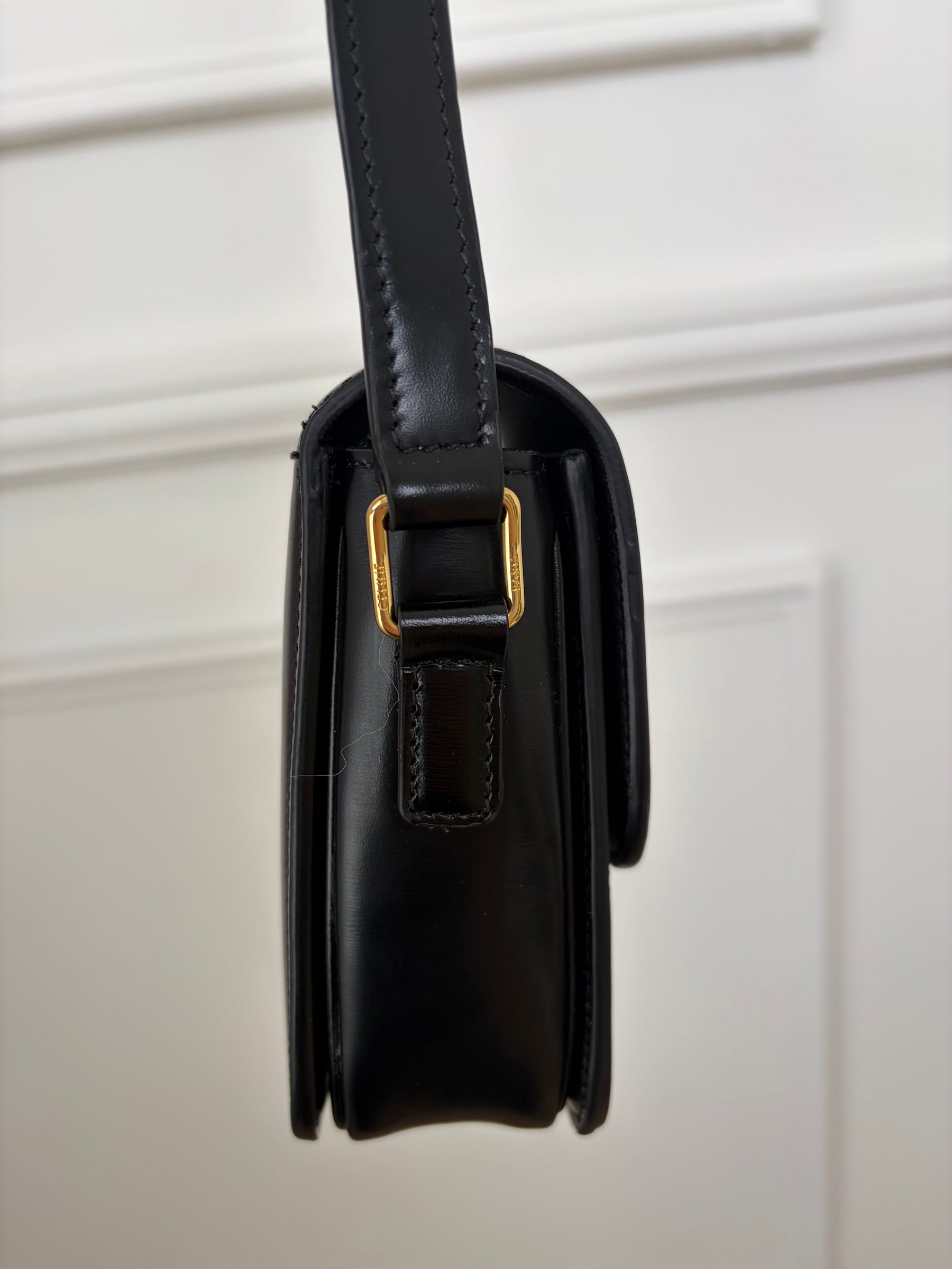 Celine Black Leather Triomphe Crossbody Bag