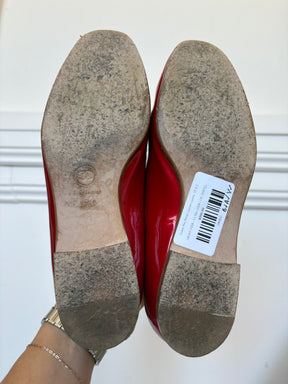 Chanel Red Patent Leather Loafers, 37.5 C