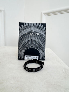 Valentino Leather Rockstud Bracelet Black, OS