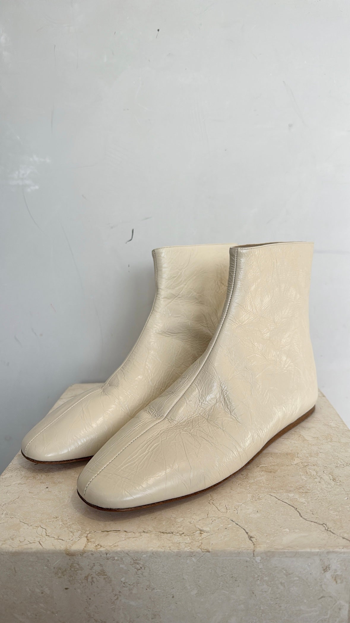 Le Monde Beryl Luna Leather Ankle Boots Cream, 41.5