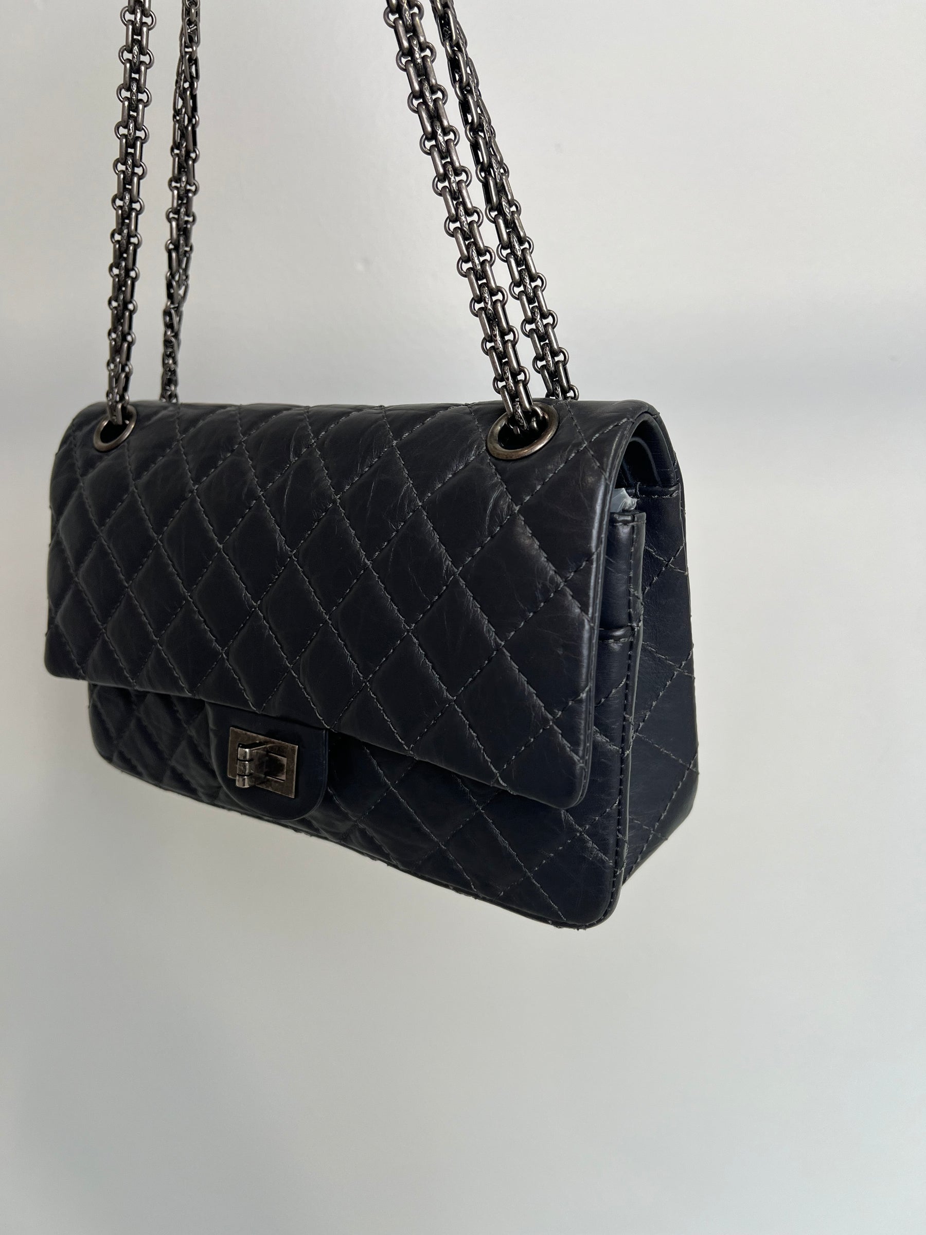 Chanel Dark Grey Lambskin Leather Small Reissue Flap Bag