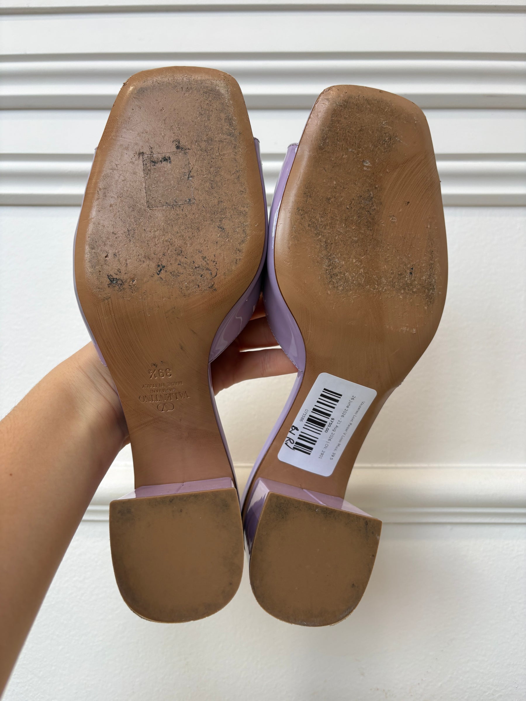Valentino Lilac Patent V Logo Mule, 39.5