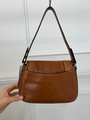 Cartier Tan Python Embossed Leather and Suede Shoulder Bag