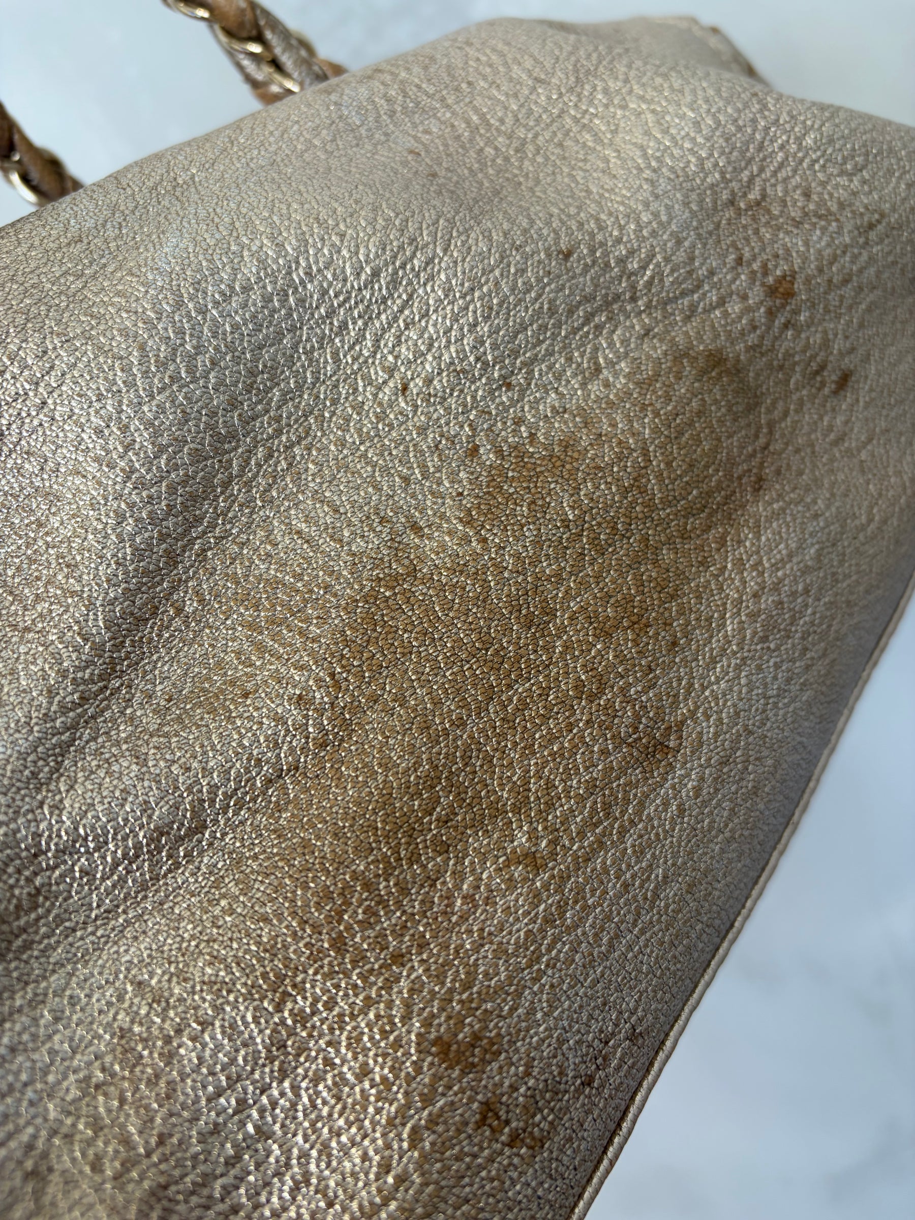 Chanel Gold Leather Bowling Bag