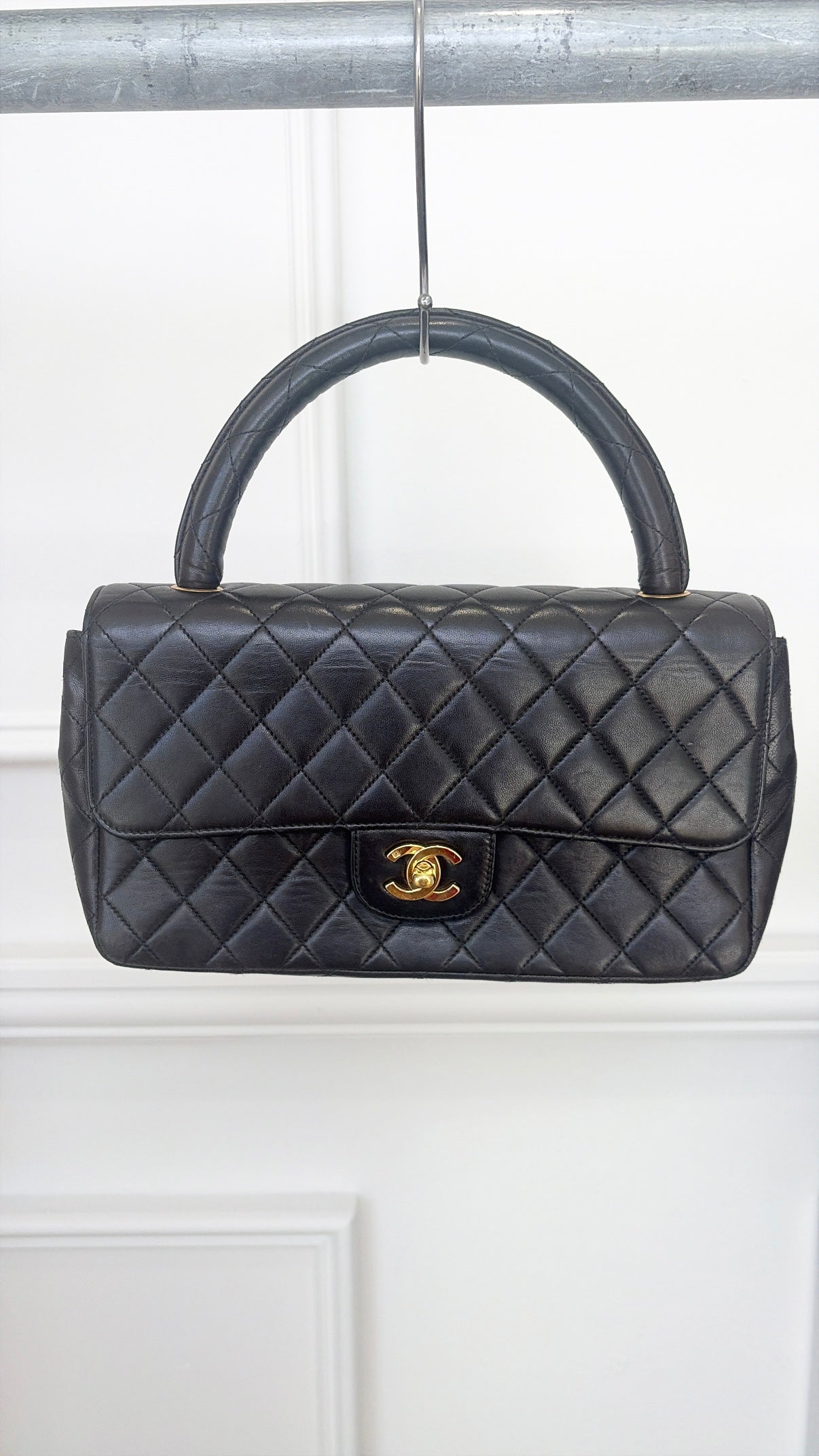 Chanel Chocolate Brown Leather Top Handle Classic Flap Bag