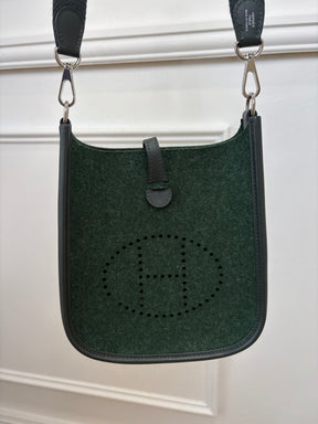 Hermès Green Felted Mini Evelyn Crossbody Bag
