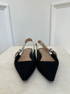 Dior Black Technical Slingback J'adior Flats, 36