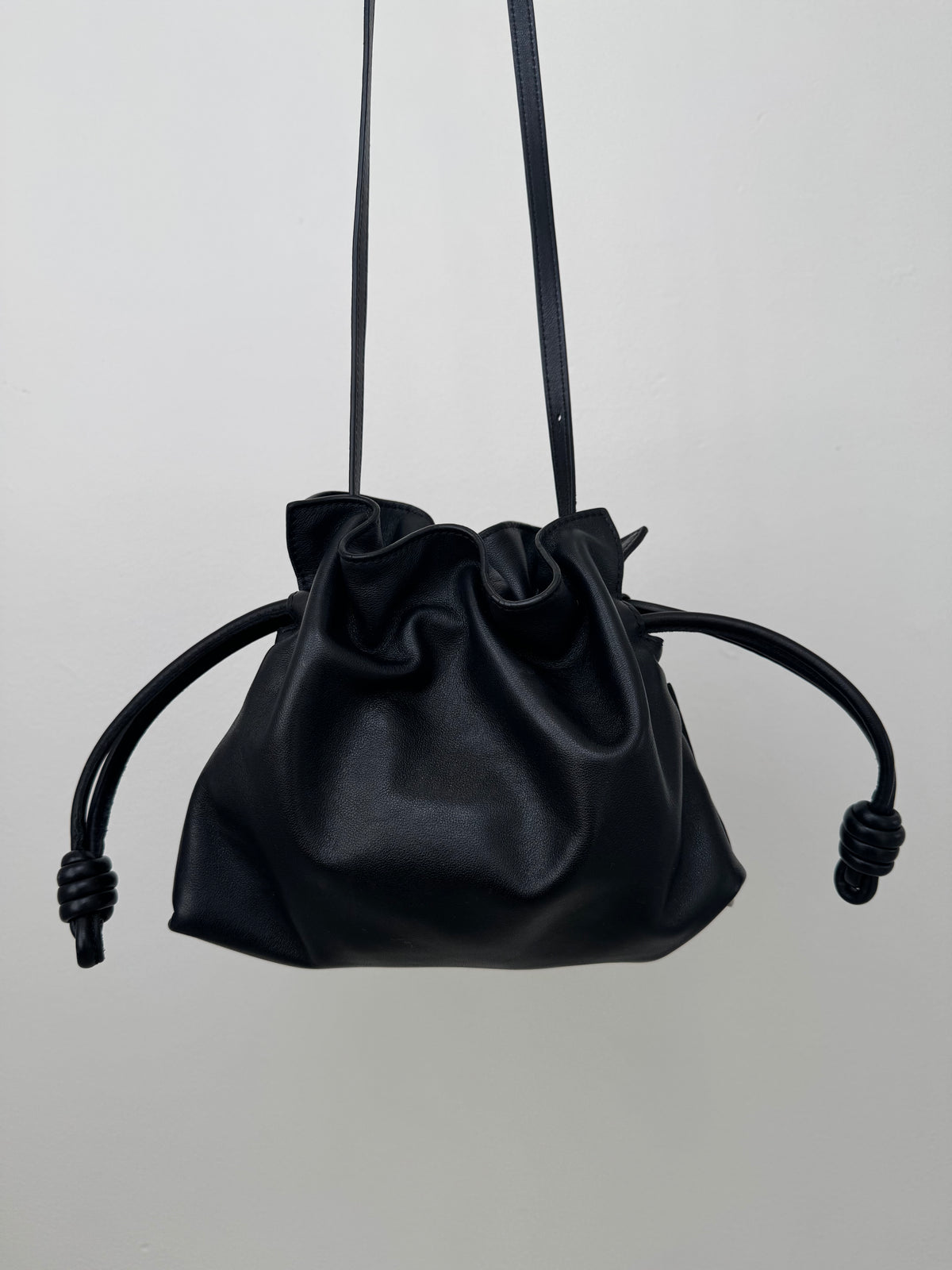 Loewe Black Leather Small Flamenco Pouch Bag