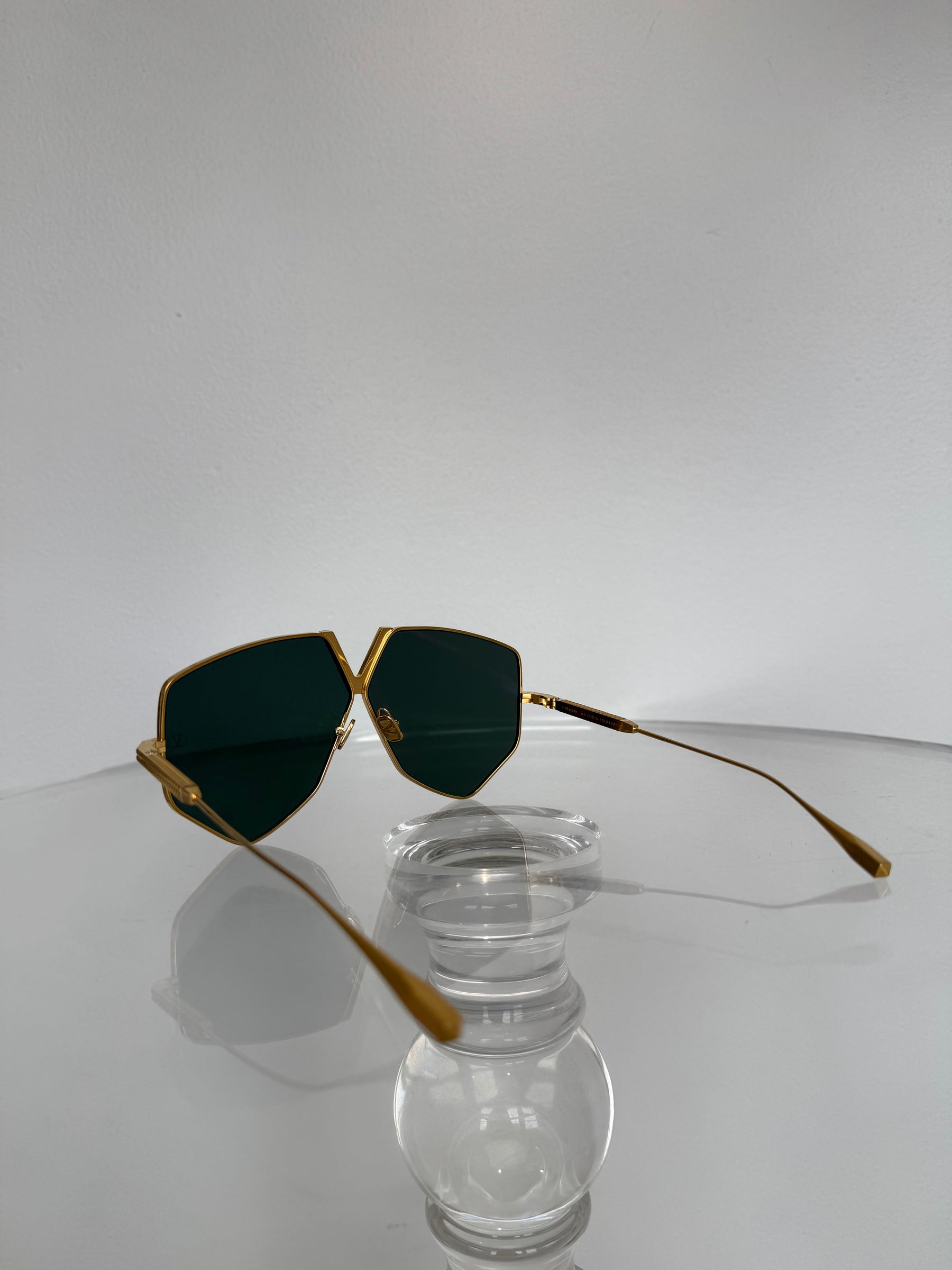 Valentino Gold V Logo Oversized Sunglasses