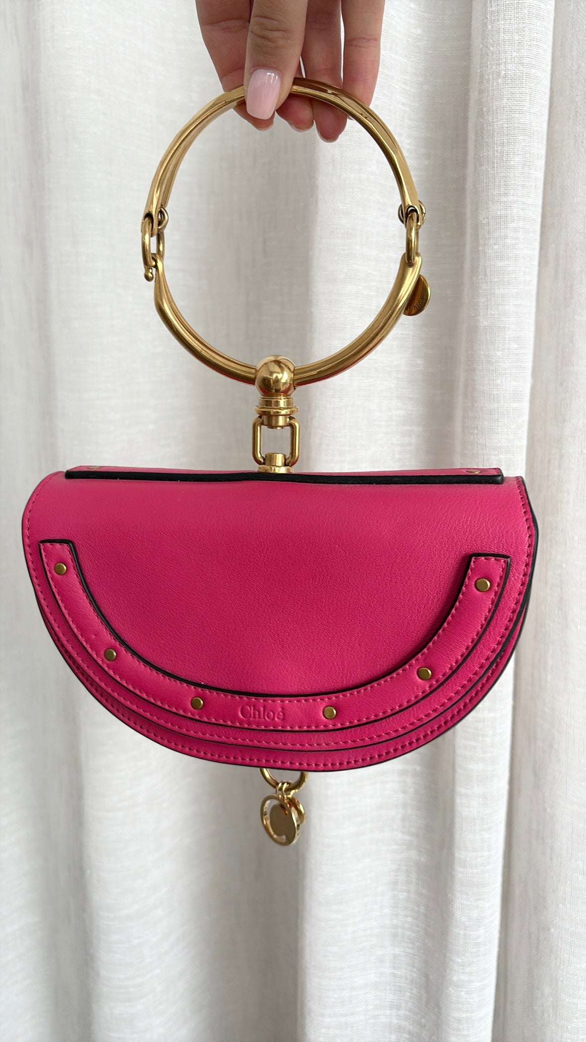 Chloé Pink Leather Nile Minaudiere Bag