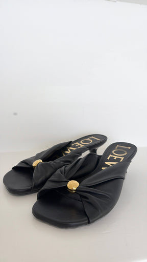 Loewe Black Leather Dot Heeled Mules, 36