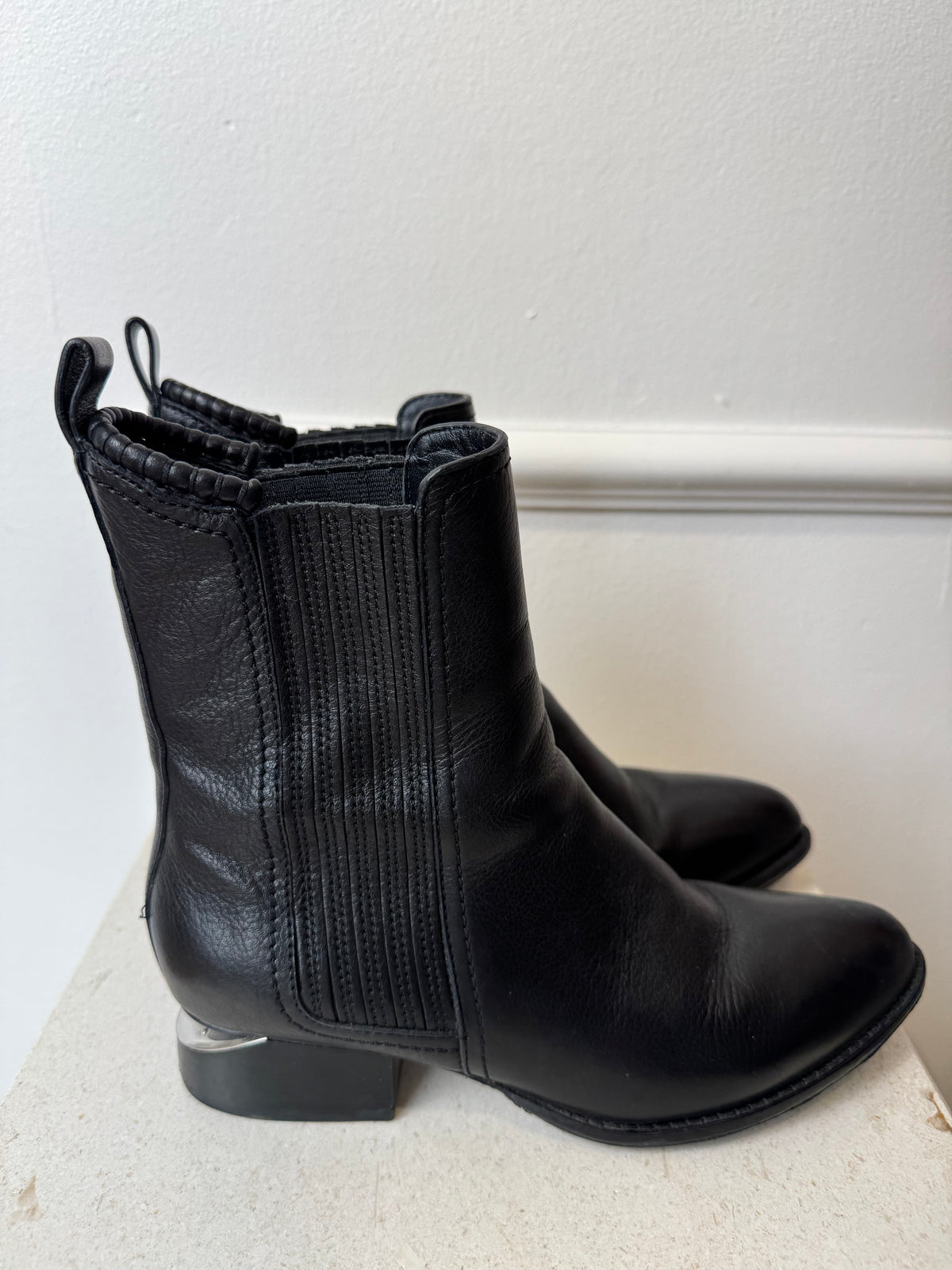 Alexander Wang Black Leather Ankle Boot, 36.5