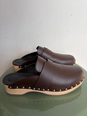 Hermès Brown Leather Calya Clog Mule, 41