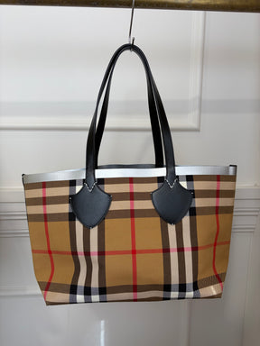 Burberry Beige Canvas Giant Check Tote