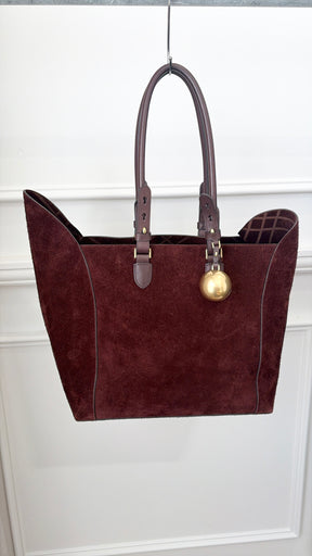Burberry Brown Suede Medium Shield Tote Bag