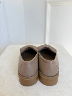 Chanel Dark Beige CC Turn Lock Loafers, 36.5 C