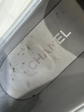 Chanel Grey leather Turn Lock Loafers, 39.5 C