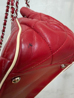 Chanel Burgundy Leather East West Accordian Flap Bag