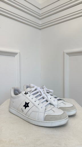 Dior White Leather Star Logo Sneaker, 36