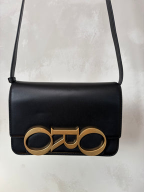 Oroton Black Logo Crossbody Bag