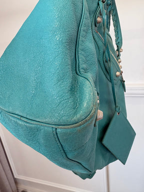 Balenciaga Turquoise Leather City Bag