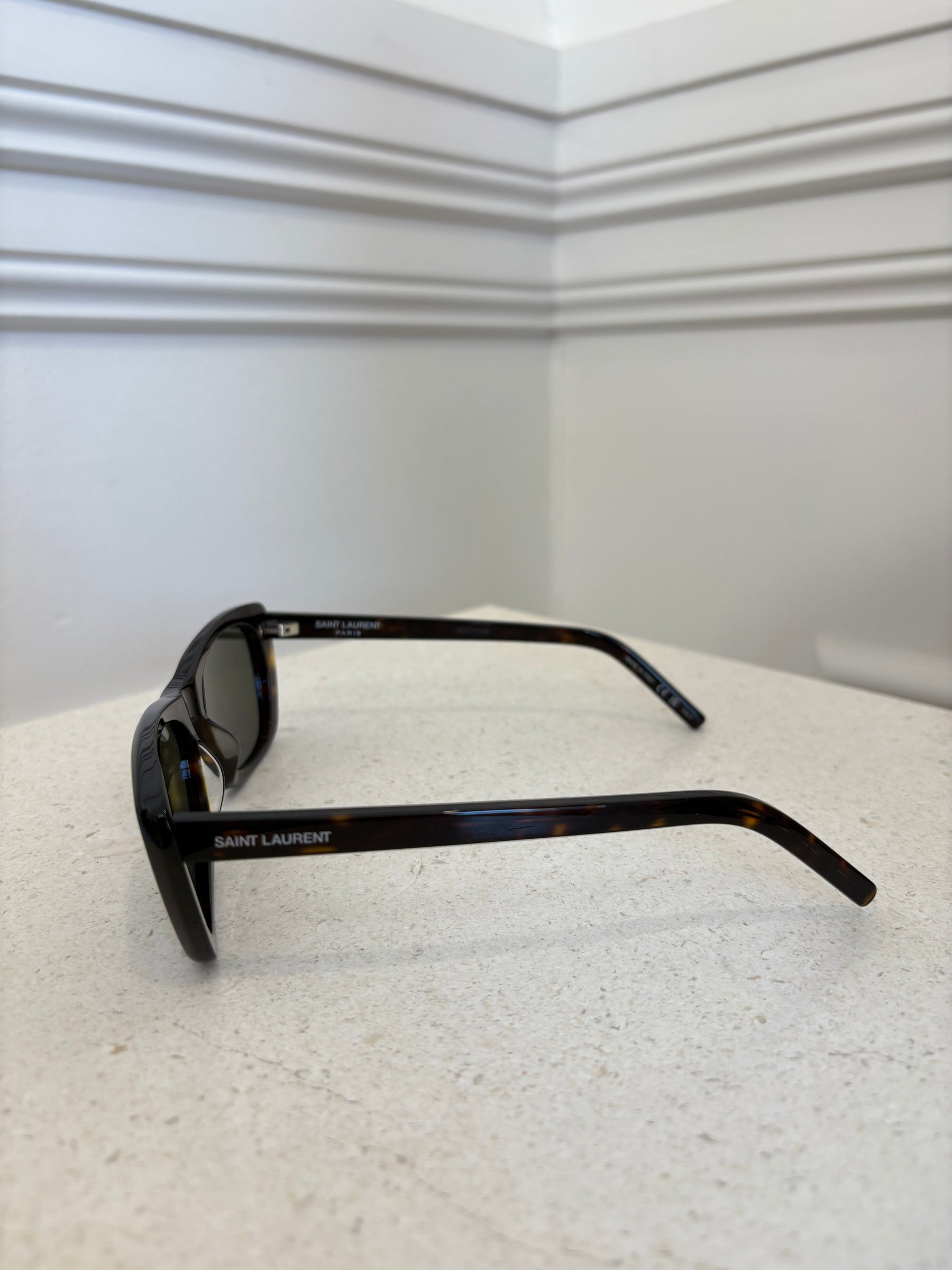 Saint Laurent Tortoiseshell Rectangle Sunglasses