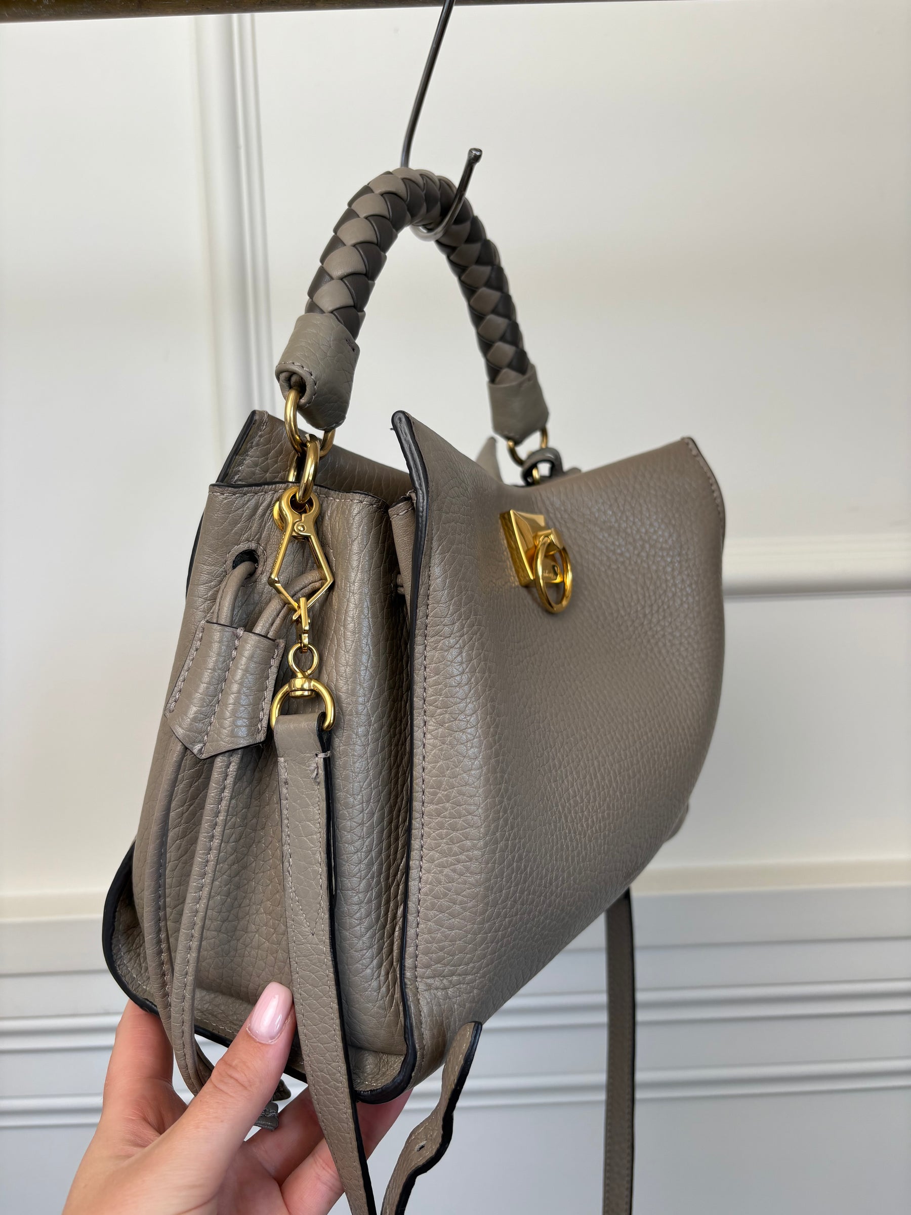 Mulberry Taupe Grained Leather Small Iris Bag