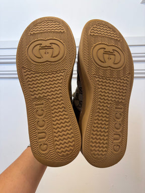 Gucci Brown Leather and Monogram Canvas Chunky Sneakers, 41