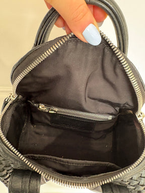 Alexander Wang Black Woven Leather Rocco Bag