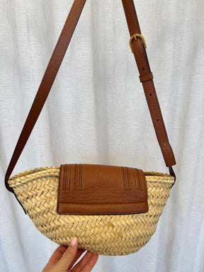 Chloé Raffia and Tan Leather Basket Shoulder Bag