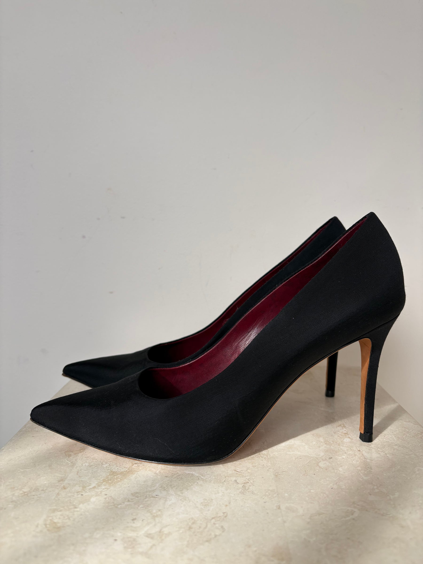 Celine Black Textured Fabric Pumps, 39.5