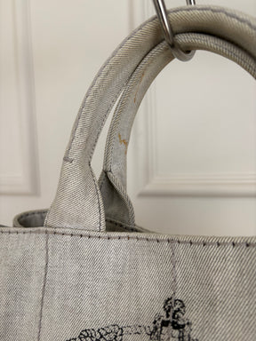 Prada Light Grey Denim Canapa Tote