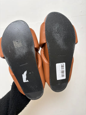 Jil Sander Tan Leather Padded Slides, 39