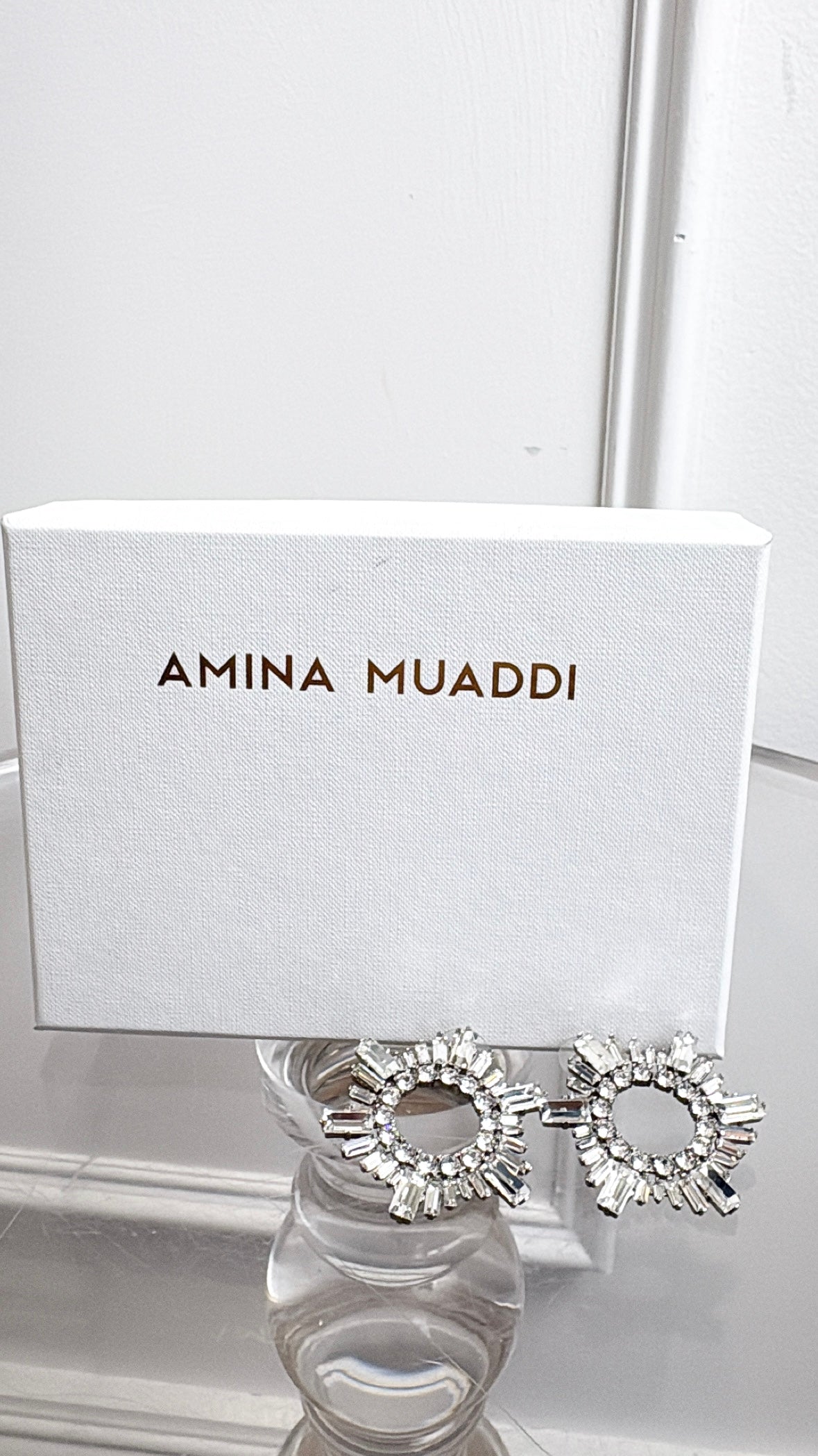 Amina Muaddi Silver Crystal Begum Mini Earrings