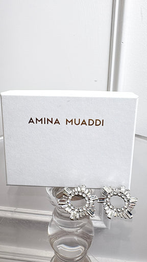 Amina Muaddi Silver Crystal Begum Mini Earrings