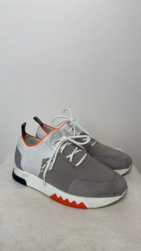 Hermès Grey and White Knit Sneakers, 40