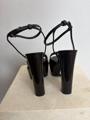 Saint Laurent Black Patent Leather Platform Pumps, 38.5