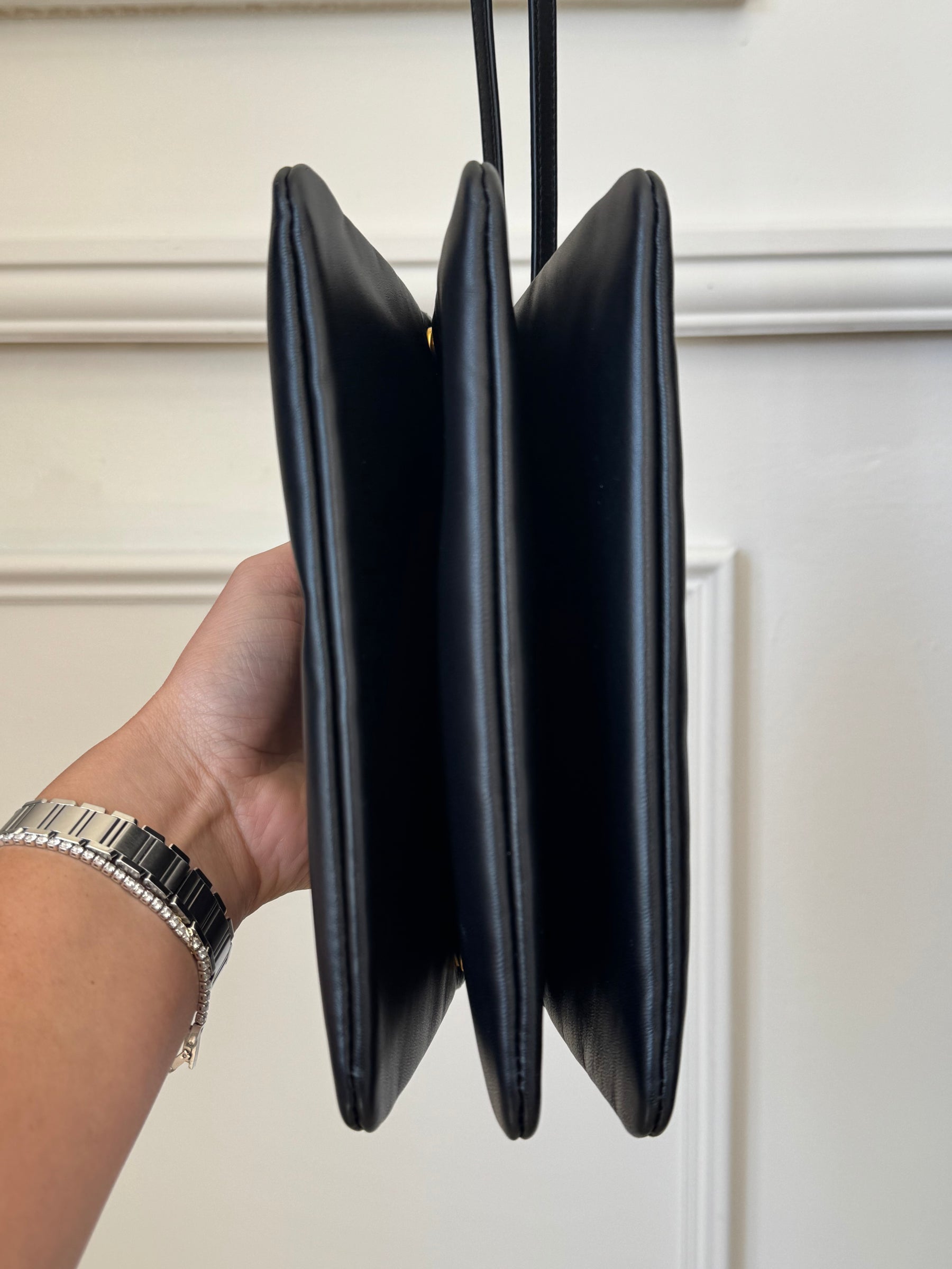 Celine Black Leather Trio Crossbody Bag