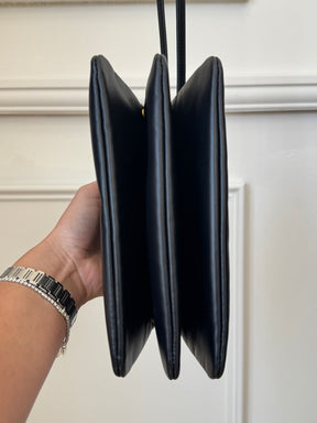 Celine Black Leather Trio Crossbody Bag