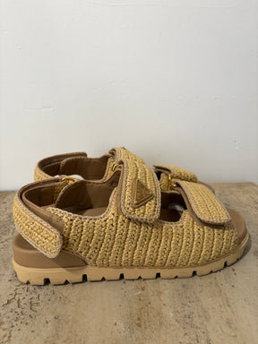 Prada Raffia Dad Sandals, 40
