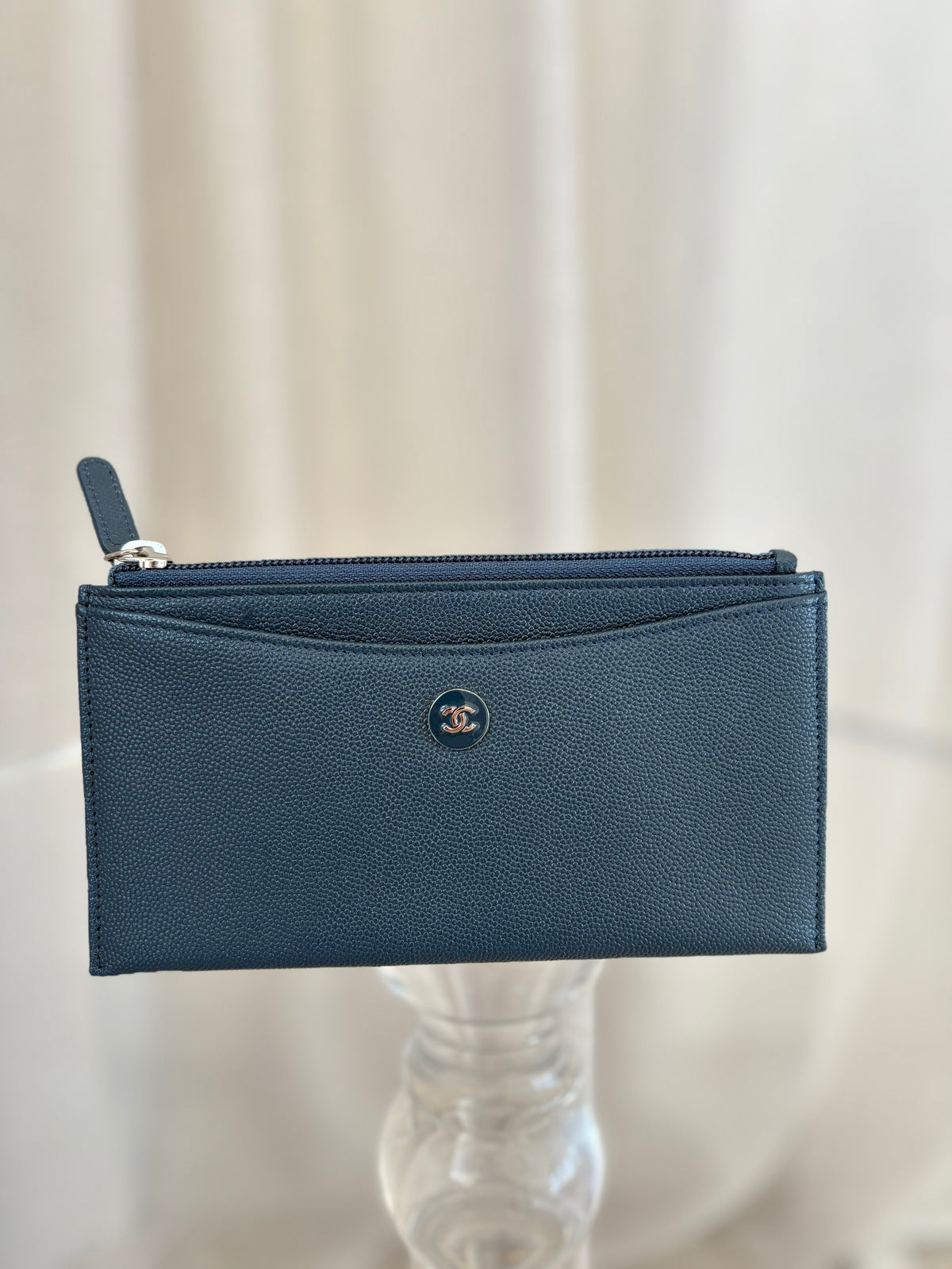 Chanel Navy Caviar Leather Pouch