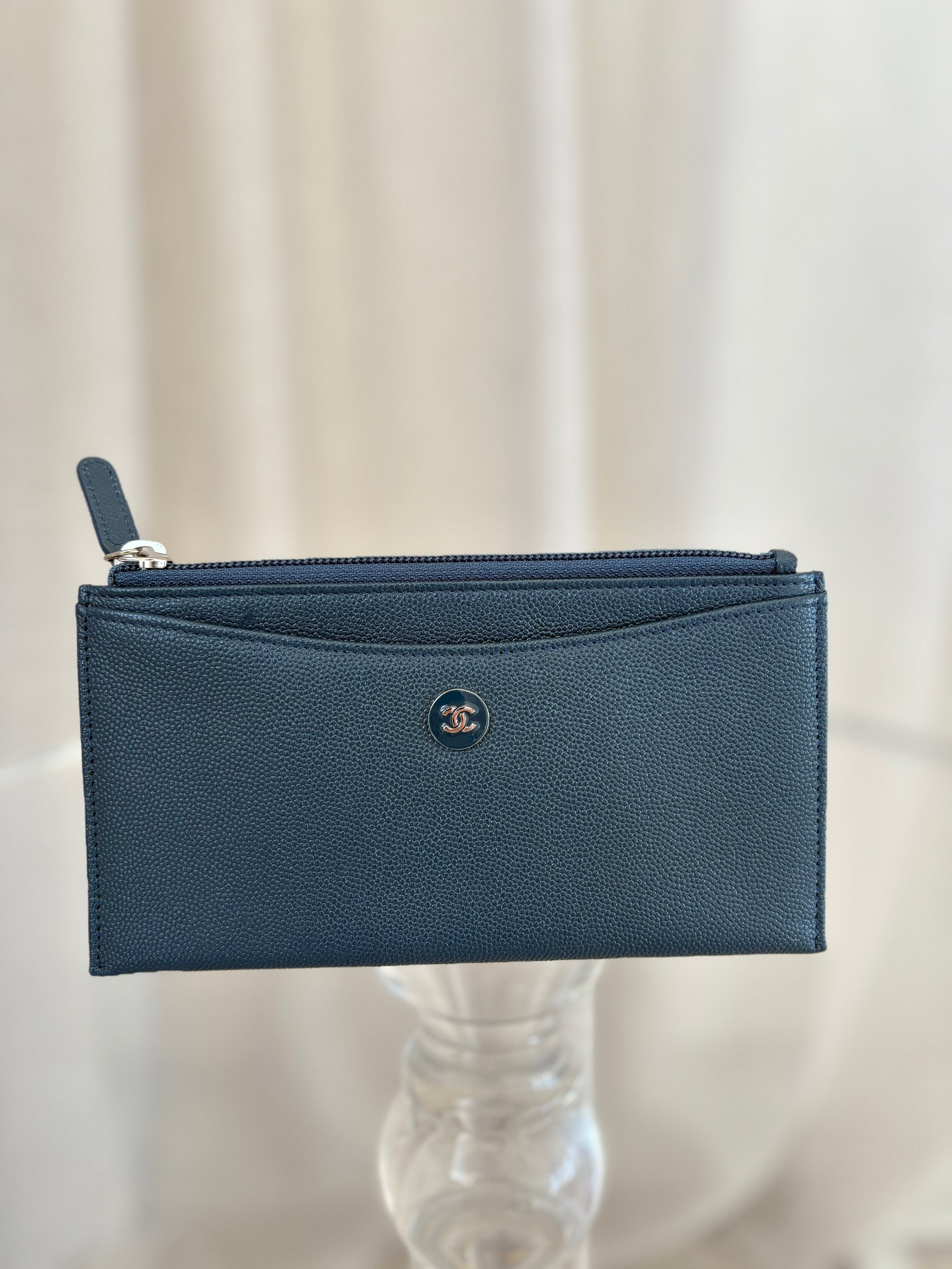 Chanel Navy Caviar Leather Pouch