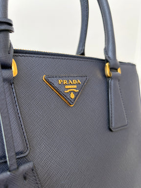 Prada Navy Saffiano Leather Galleria Small Tote