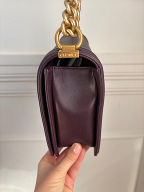 Chanel Aubergine Lambskin Leather Large Boy Bag