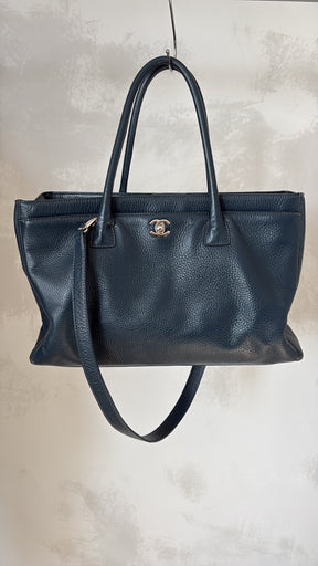 Chanel Navy Grained Leather Executive Tote