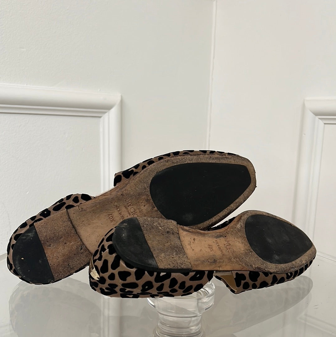 Jimmy Choo Leopard Print Open Flats, 40.5