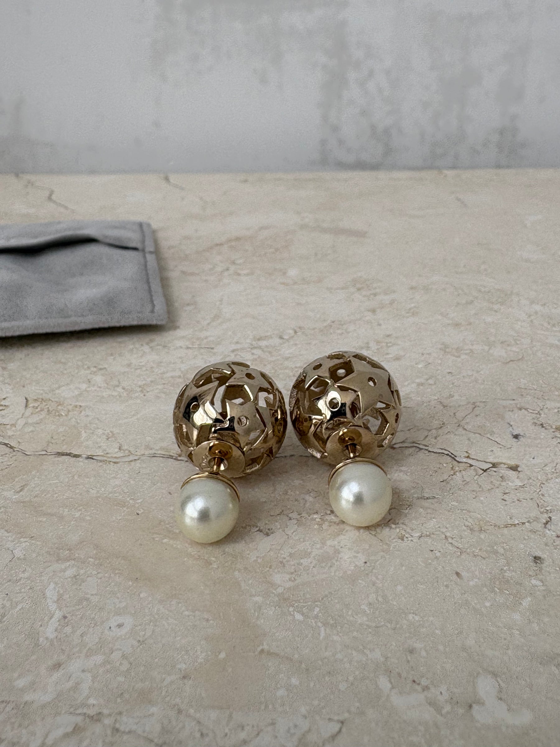 Dior Gold Star and Pearl Tribales Earrings